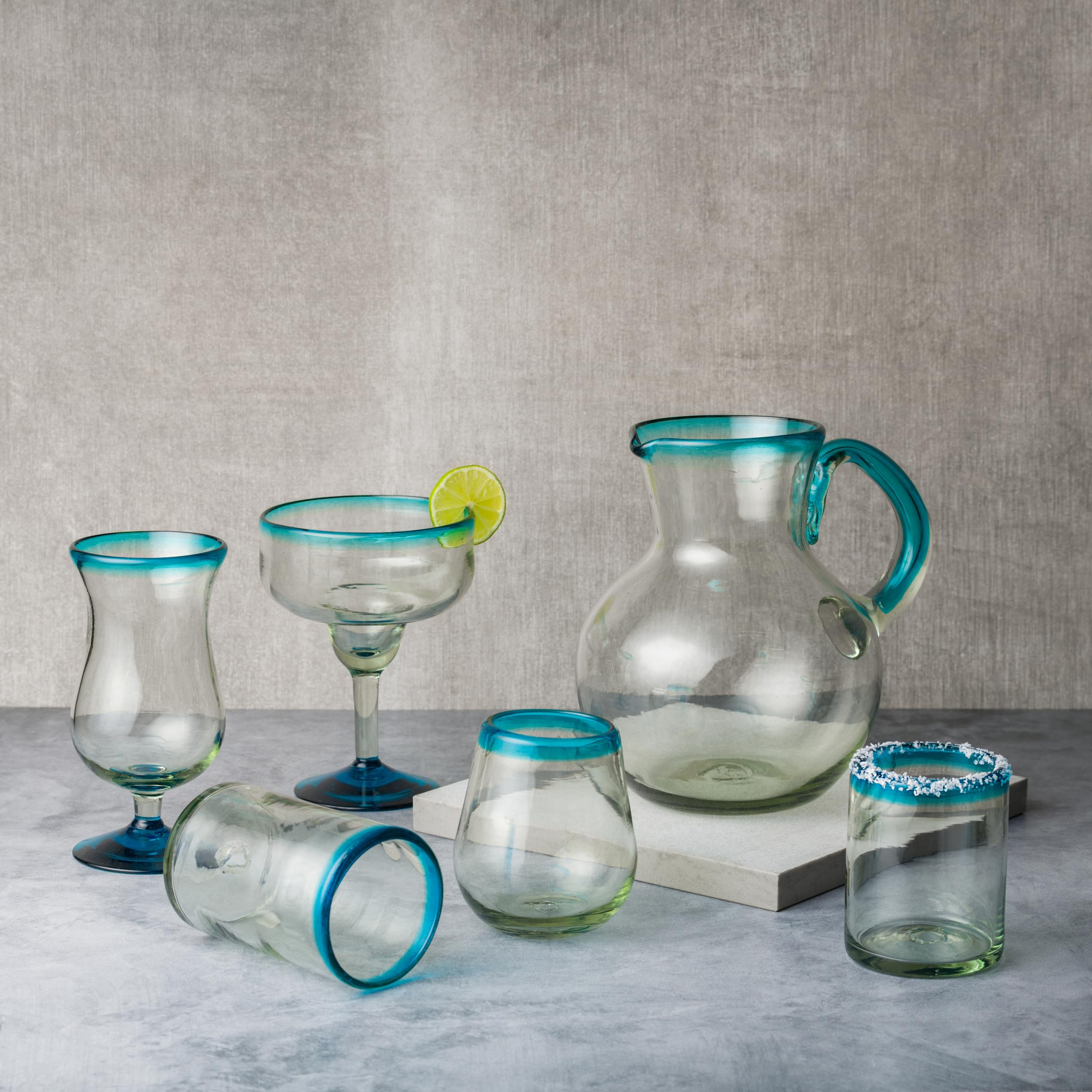 Amazon.com | 10 Strawberry Street Aqua Rim DOF Handblown Mexican